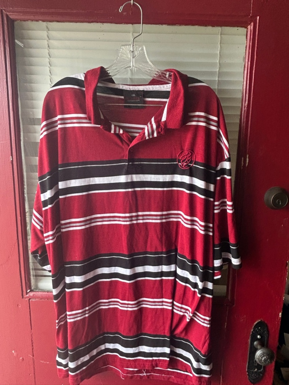 Men's Red Striped Polo Shirt by  Red Ape